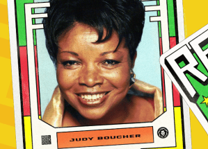 Image designed to look like a Judy Boucher trading card