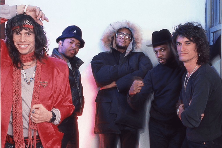 Run DMC and Aerosmith (Steven Tyler and Joe Perry)